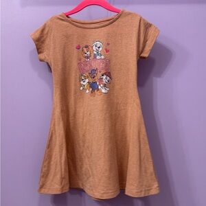 Kids Brown Dress with Cartoon Print